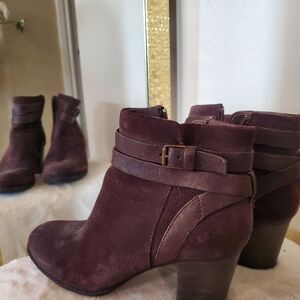 Clarks Deep Burgundy Ankle Booties